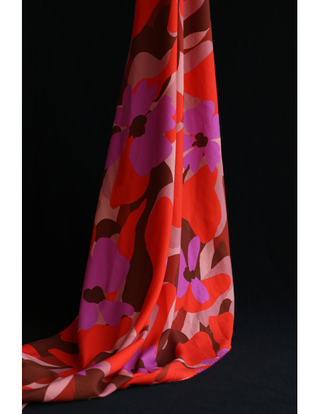 Aimael - Viscose imprimé grapique rose et rouge