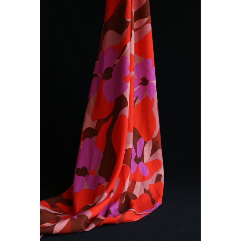 Aimael - Viscose imprimé grapique rose et rouge