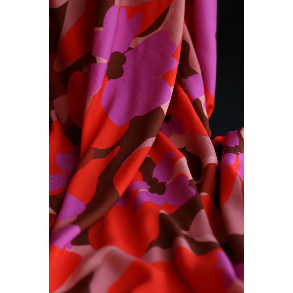 Aimael - Viscose imprimé grapique rose et rouge