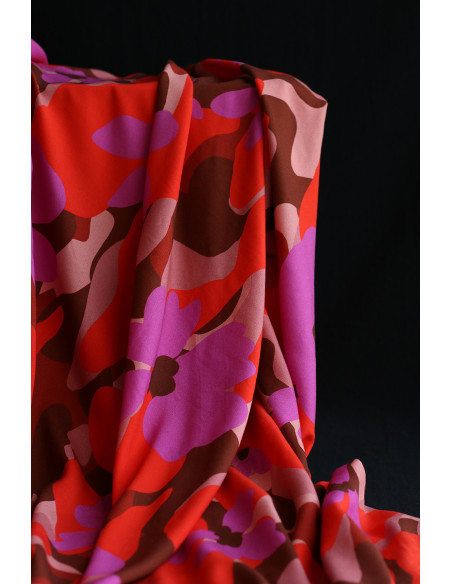 Aimael - Viscose imprimé grapique rose et rouge