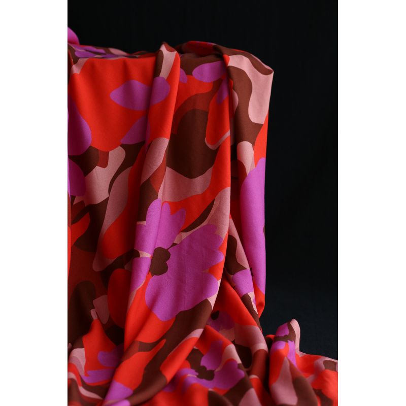 Aimael - Viscose imprimé grapique rose et rouge