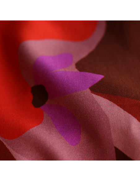 Aimael - Viscose imprimé grapique rose et rouge