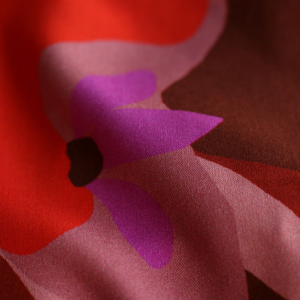 Aimael - Viscose imprimé grapique rose et rouge