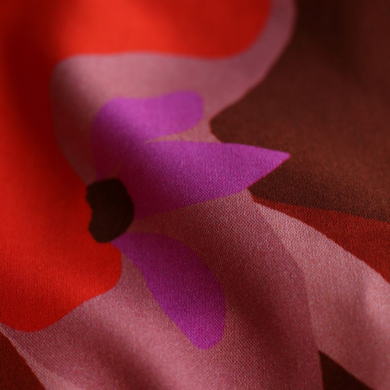 Aimael - Viscose imprimé grapique rose et rouge