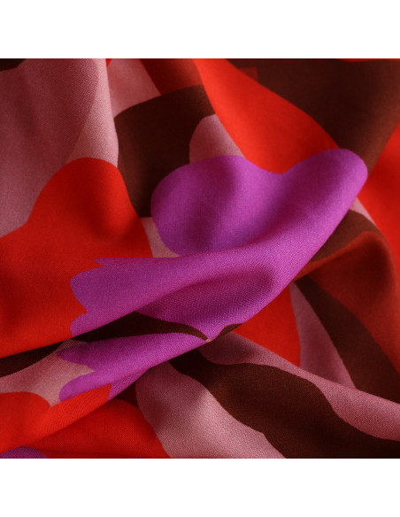 Aimael - Viscose imprimé grapique rose et rouge