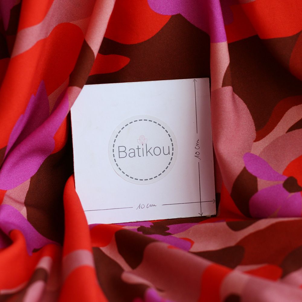 Aimael - Viscose imprimé grapique rose et rouge