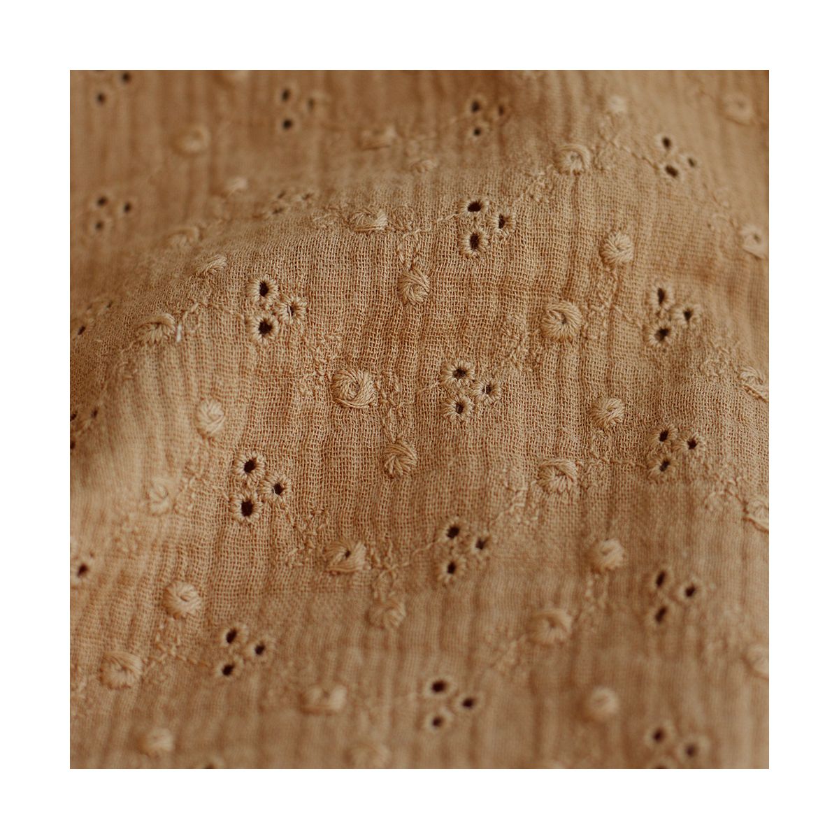 Adèle - Double gaze de coton brodée coloris camel