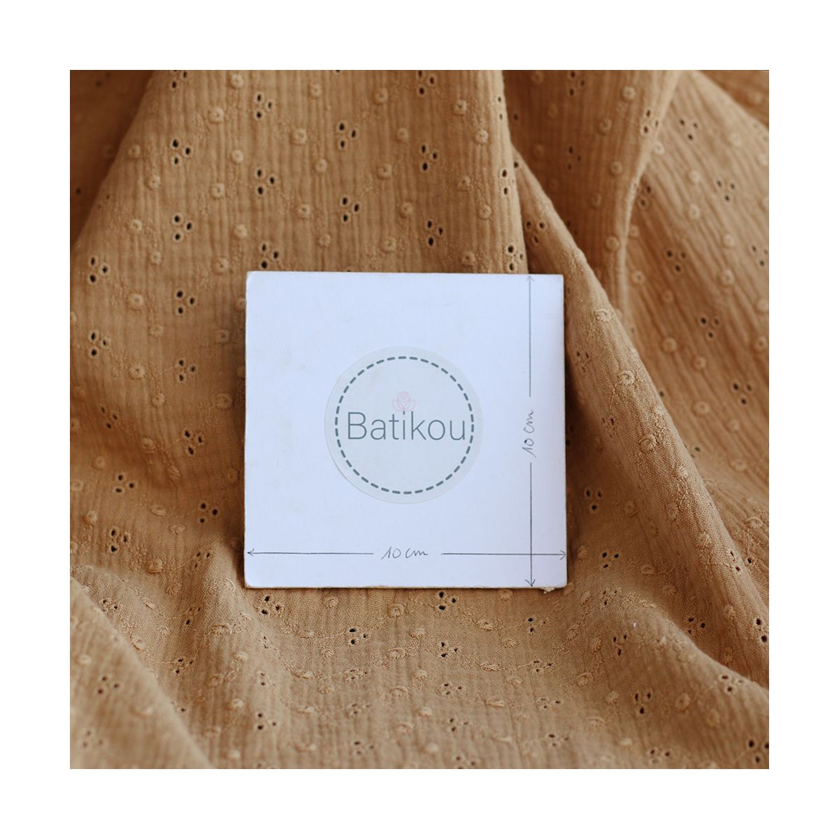 Adèle - Double gaze de coton brodée coloris camel