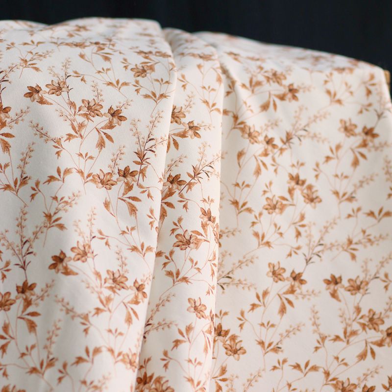 Jersey coton à motif fleuri feuilles d'automne