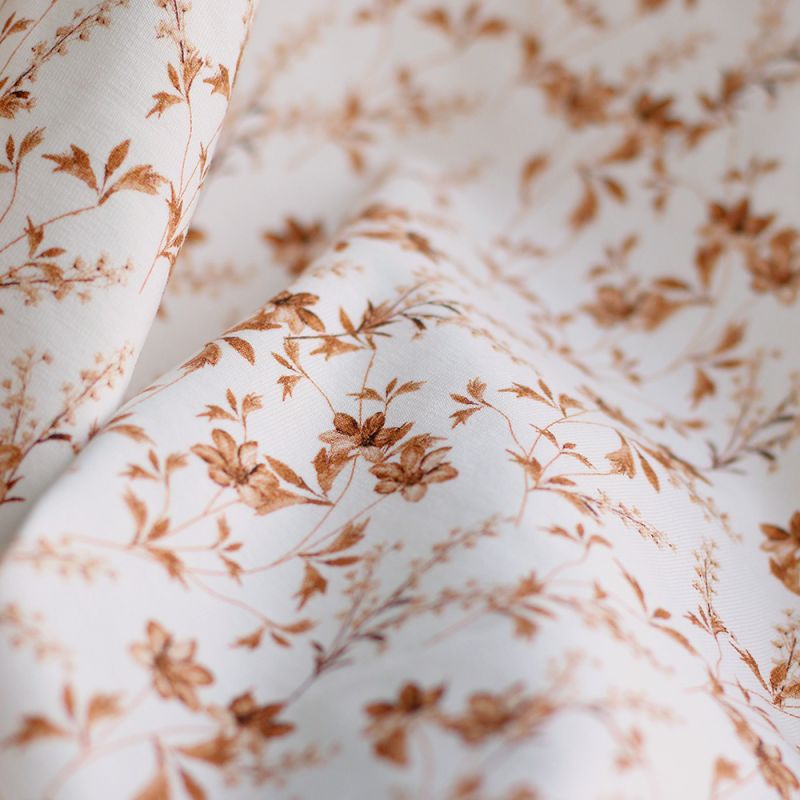 Jersey coton à motif fleuri feuilles d'automne