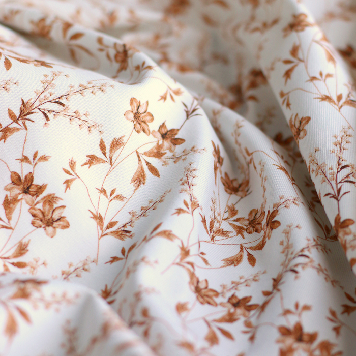 Jersey coton à motif fleuri feuilles d'automne