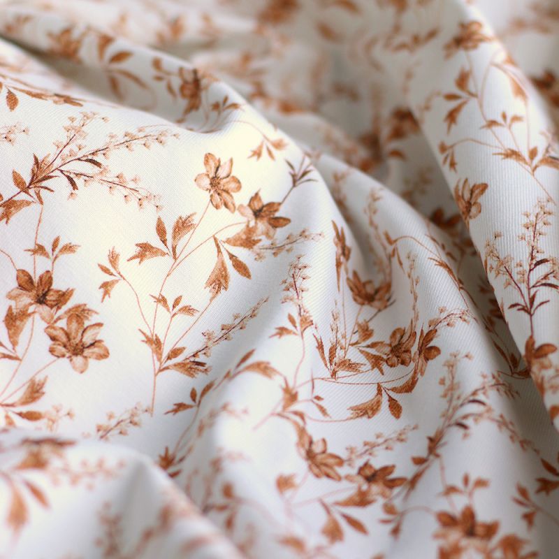 Jersey coton à motif fleuri feuilles d'automne