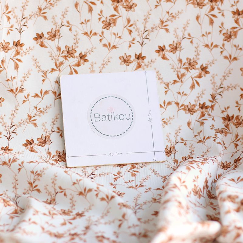 Jersey coton à motif fleuri feuilles d'automne