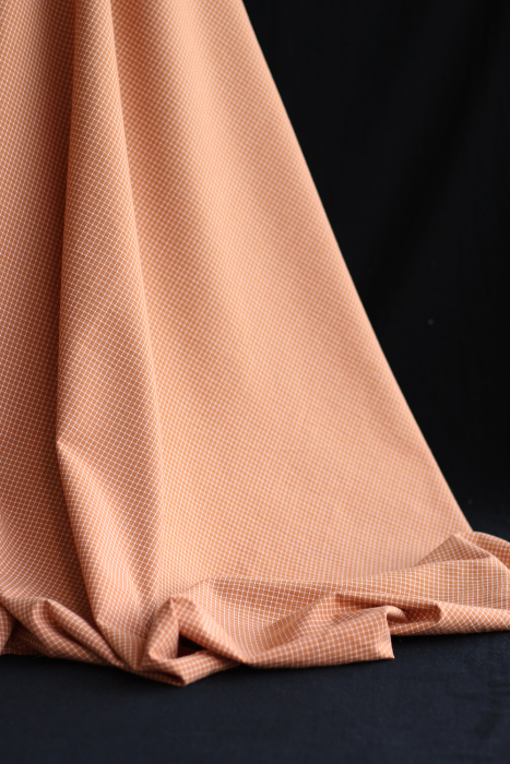 Seersucker / Coton gaufré quadrillage fin caramel