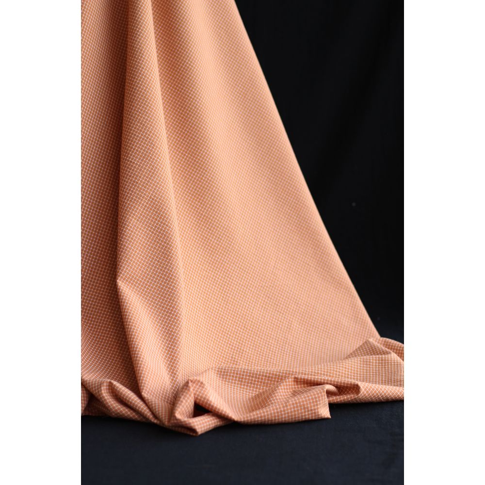 Seersucker / Coton gaufré quadrillage fin caramel
