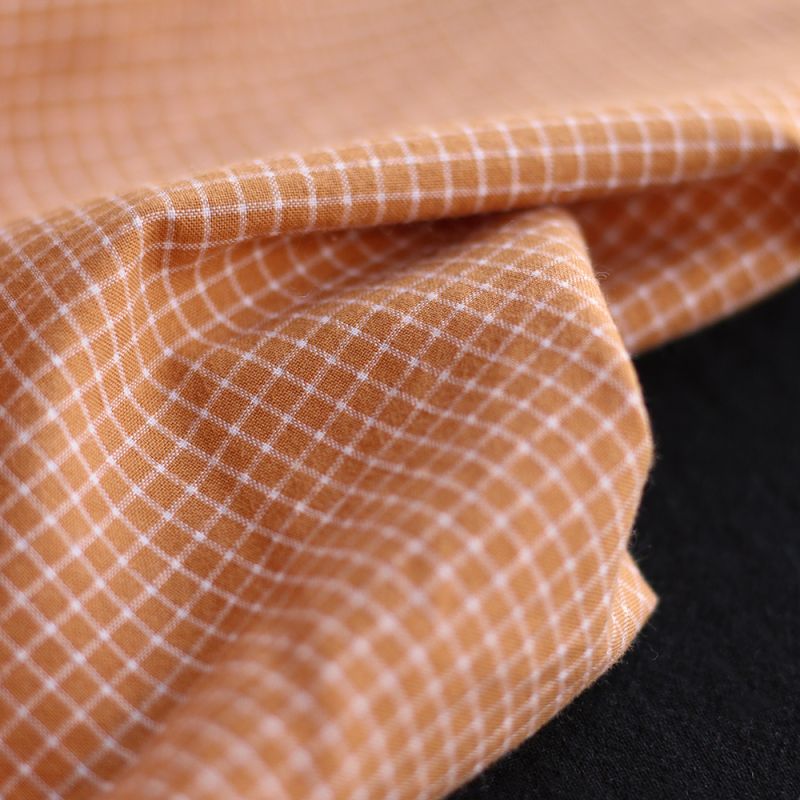 Seersucker / Coton gaufré quadrillage fin caramel
