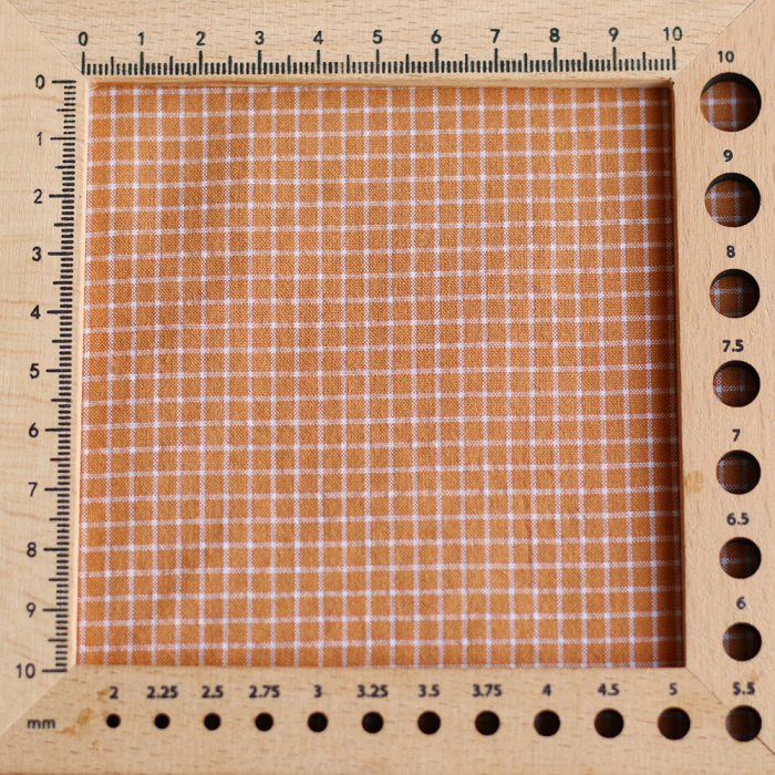 Seersucker / Coton gaufré quadrillage fin caramel