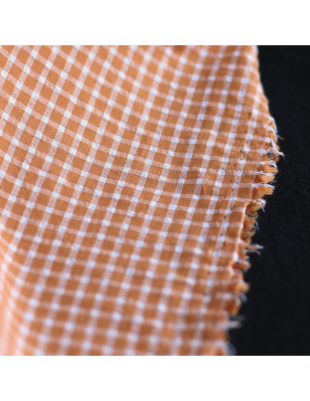 copy of Seersucker / Coton gaufré quadrillage fin caramel