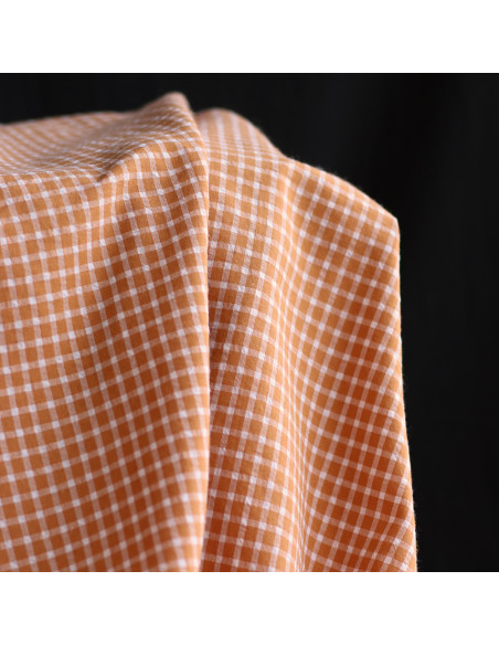 copy of Seersucker / Coton gaufré quadrillage fin caramel