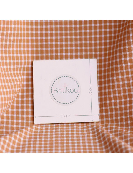 copy of Seersucker / Coton gaufré quadrillage fin caramel