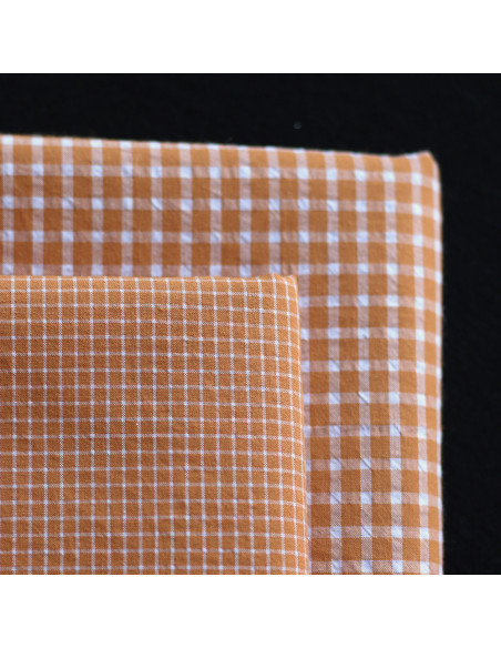 copy of Seersucker / Coton gaufré quadrillage fin caramel