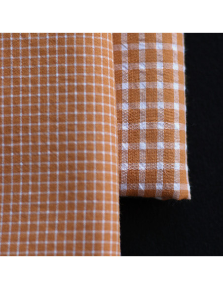 copy of Seersucker / Coton gaufré quadrillage fin caramel