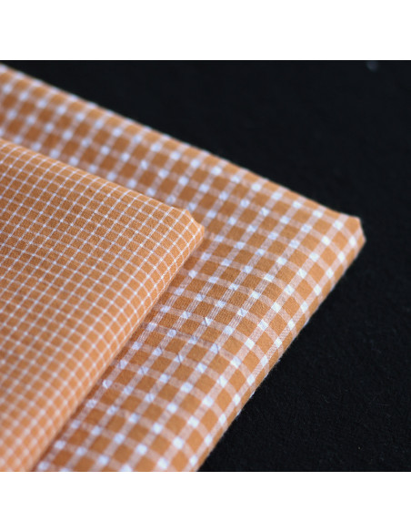 copy of Seersucker / Coton gaufré quadrillage fin caramel
