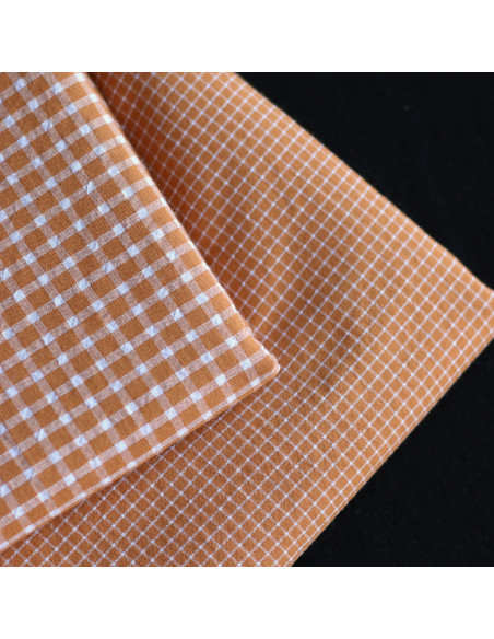 copy of Seersucker / Coton gaufré quadrillage fin caramel