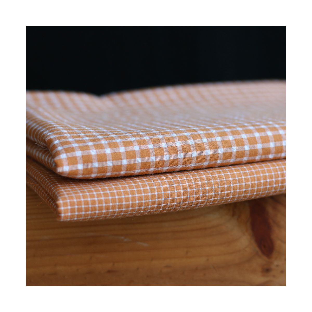 copy of Seersucker / Coton gaufré quadrillage fin caramel copy of Seersucker / Coton gaufré quadrillage fin caramel