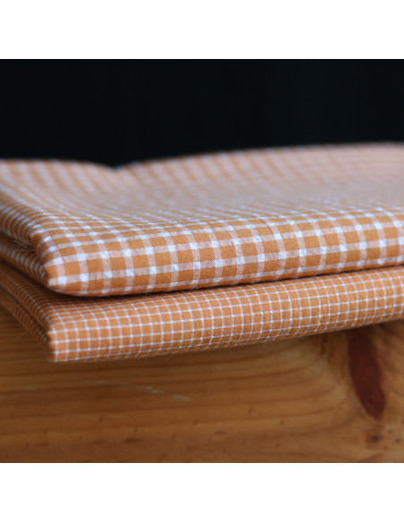 copy of Seersucker / Coton gaufré quadrillage fin caramel