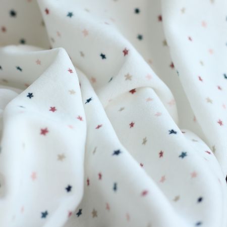 Stars - Velours de coton Nicky fond blanc lait motif étoiles Stars - Velours de coton Nicky fond blanc lait motif étoiles