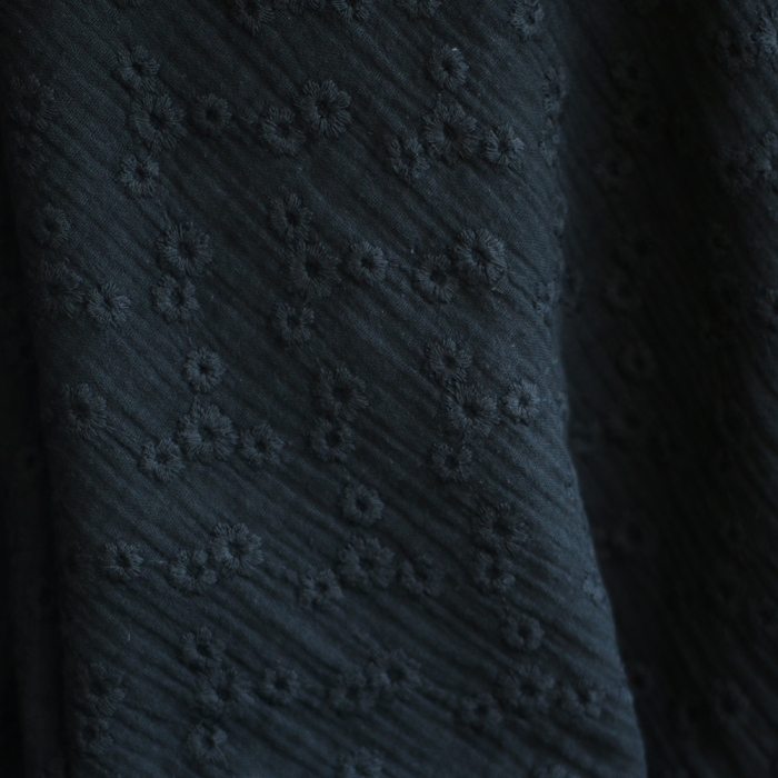 Esmée - Double gaze de coton brodée coloris noir