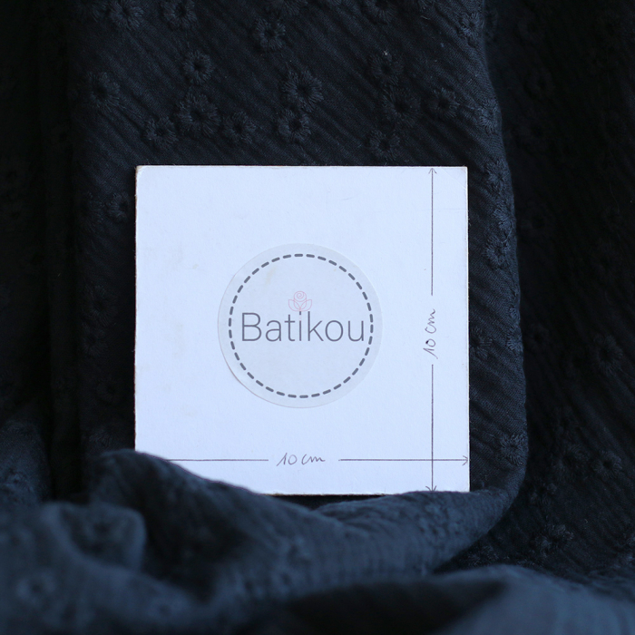 Esmée - Double gaze de coton brodée coloris noir