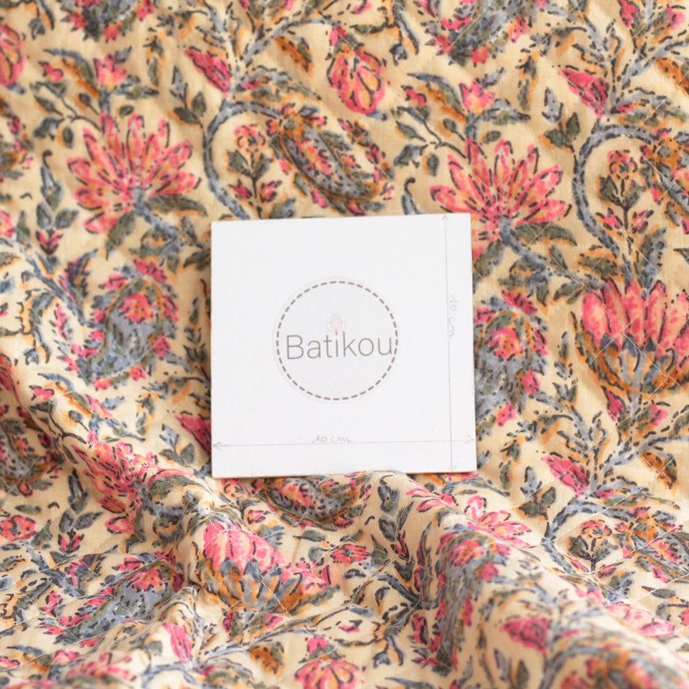 copy of Tissu indien matelassé double face coton hand block largeur 100cm