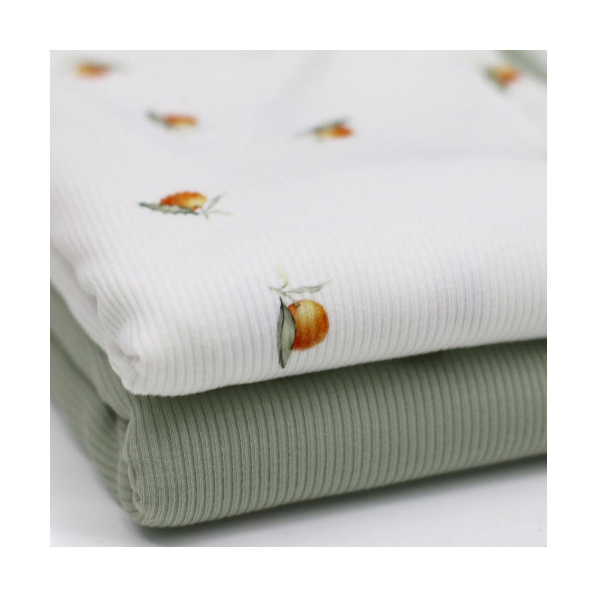 Jersey coton côtes fines à motif petites oranges Jersey coton côtes fines à motif petites oranges