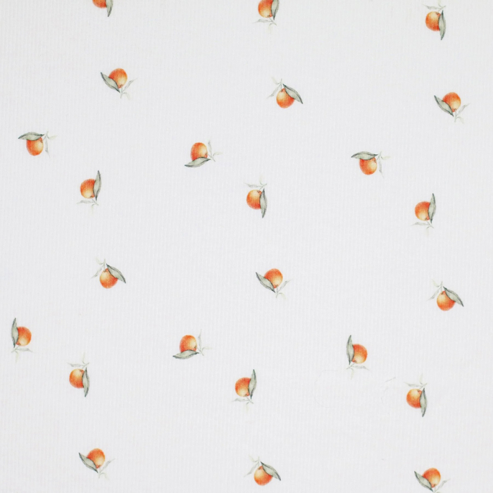 Jersey coton côtes fines à motif petites oranges