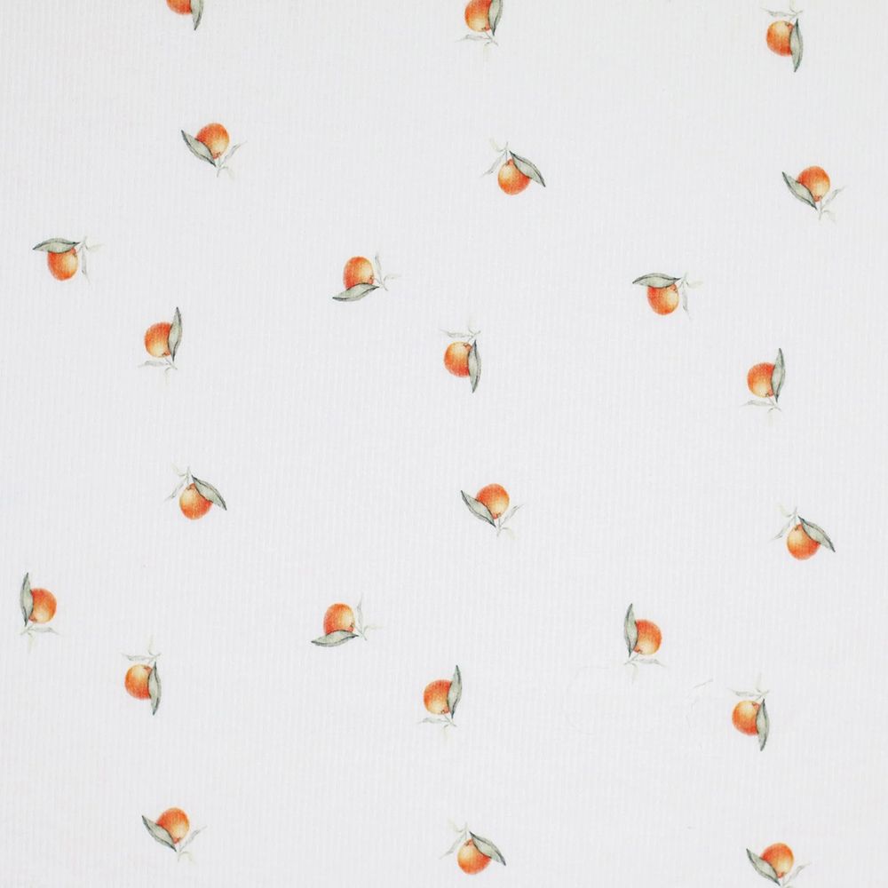 Jersey coton côtes fines à motif petites oranges
