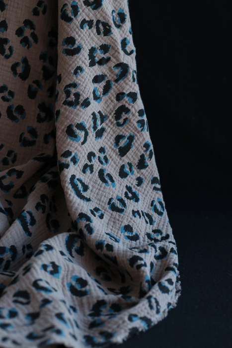 Double gaze de coton Fauve Graou fond taupe