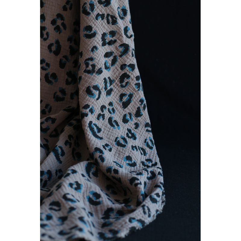 Double gaze de coton Fauve Graou fond taupe