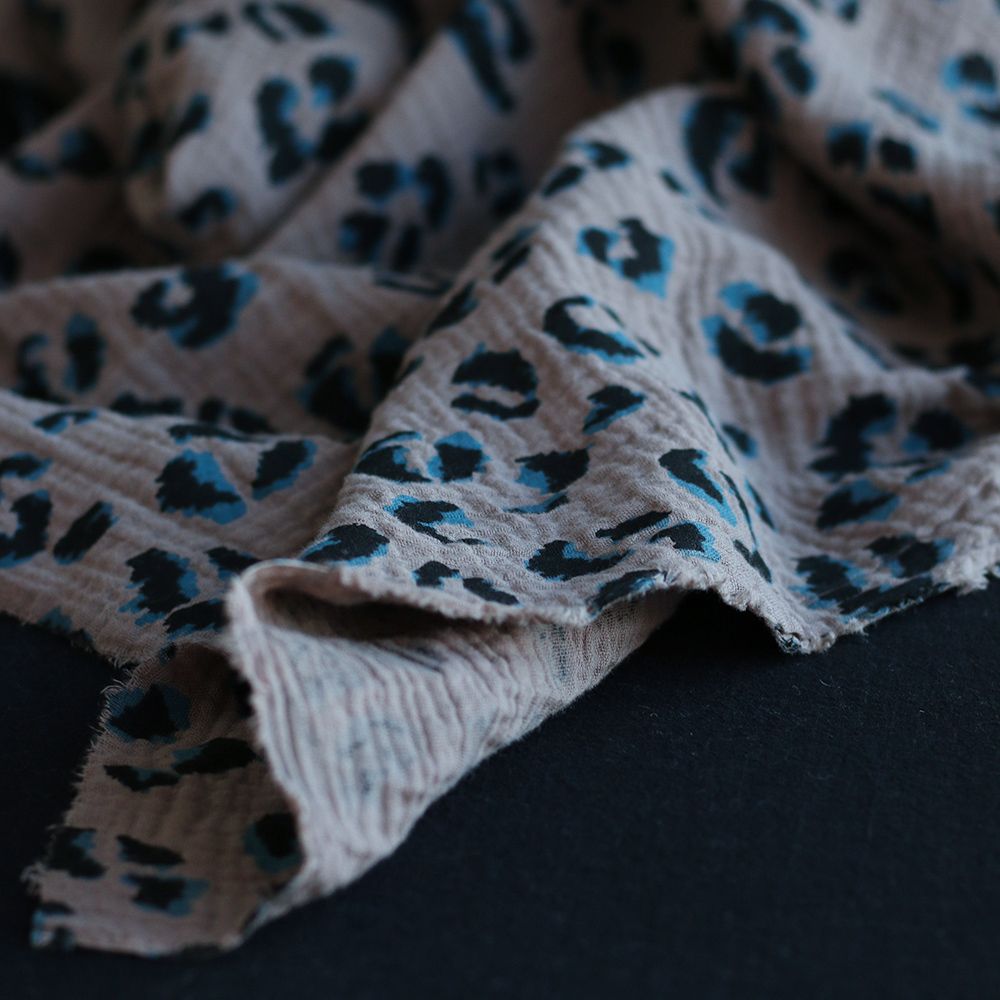 Double gaze de coton Fauve Graou fond taupe