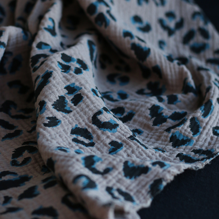 Double gaze de coton Fauve Graou fond taupe