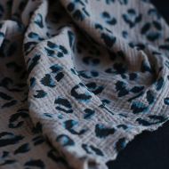 Double gaze de coton Fauve Graou fond taupe