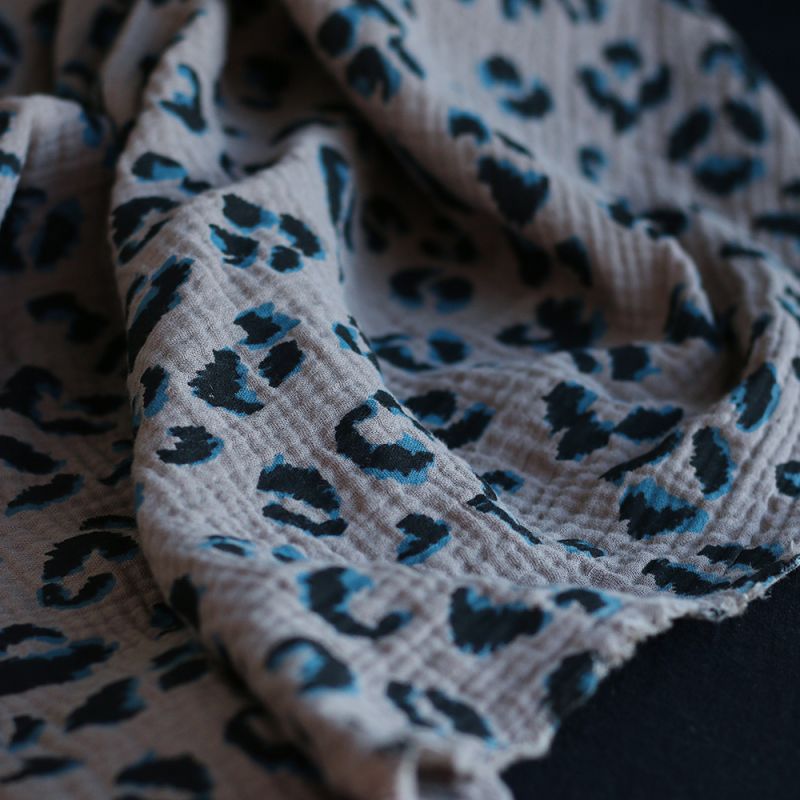 Double gaze de coton Fauve Graou fond taupe