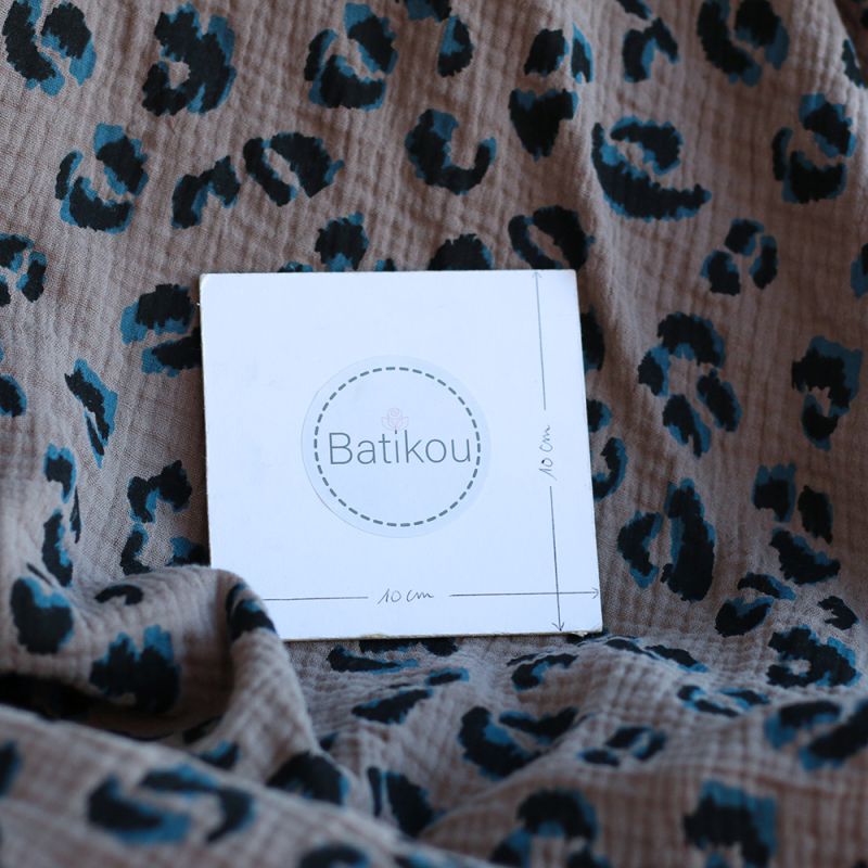 Double gaze de coton Fauve Graou fond taupe