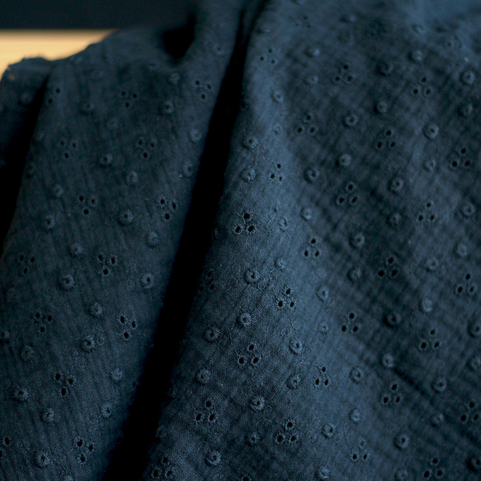 Adèle - Double gaze de coton brodée coloris noir