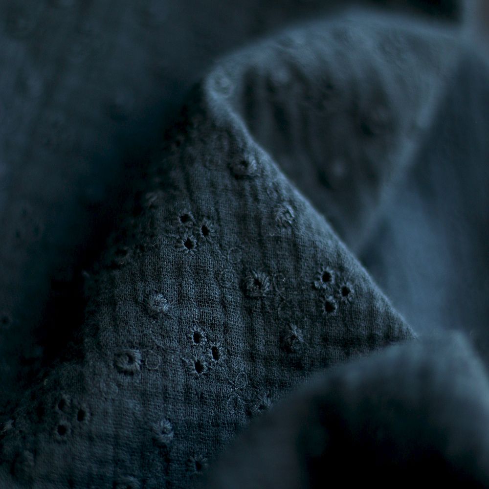 Adèle - Double gaze de coton brodée coloris noir