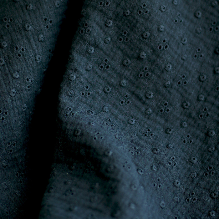 Adèle - Double gaze de coton brodée coloris noir