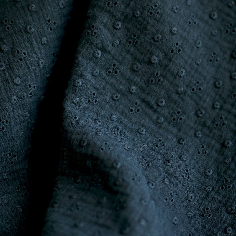 Adèle - Double gaze de coton brodée coloris noir