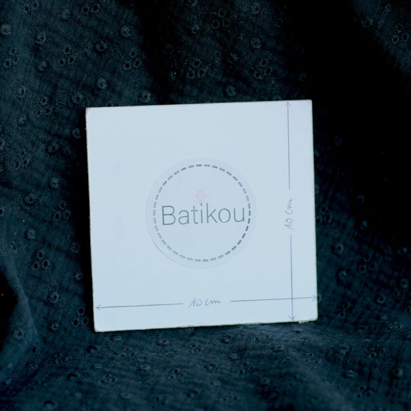 Adèle - Double gaze de coton brodée coloris noir