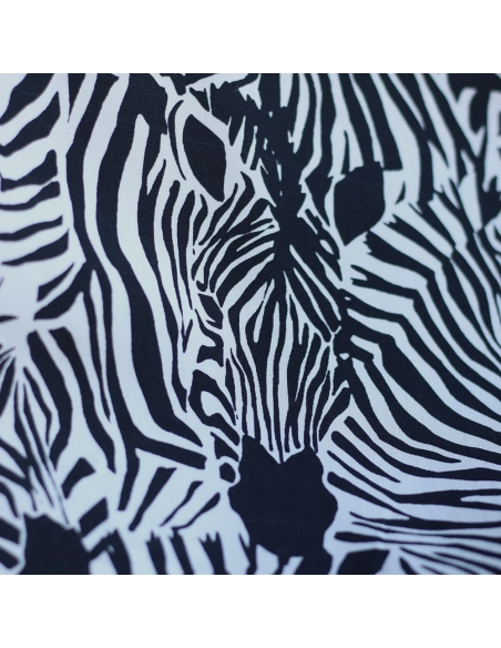 Zebra - Viscose imprimé fleuri graphique zèbres noir et blanc